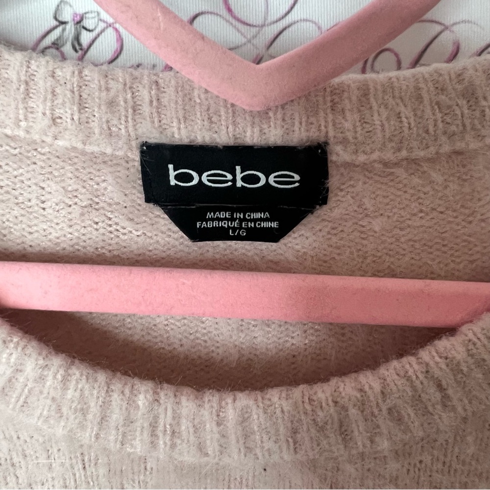 Bebe sweater furry fuzzy pink bling crystal rhinestone Swarovski - Picture 5 of 6